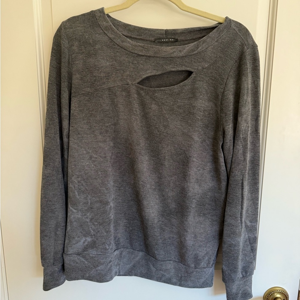 Gray Cutout Sweatshirt